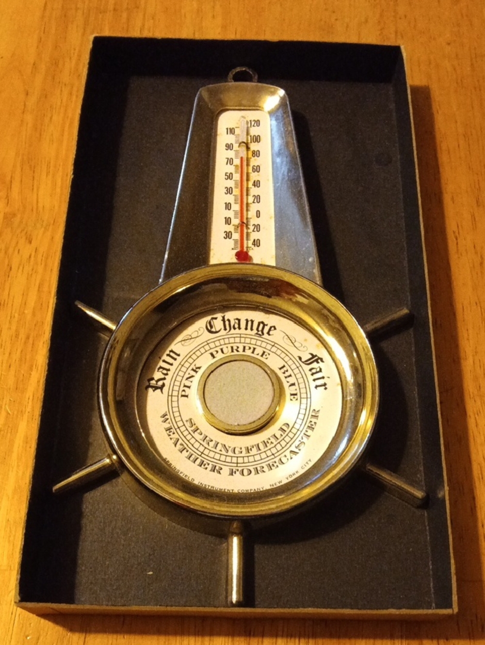 Vintage Springfield Weather Forecaster Thermometer And Barometer